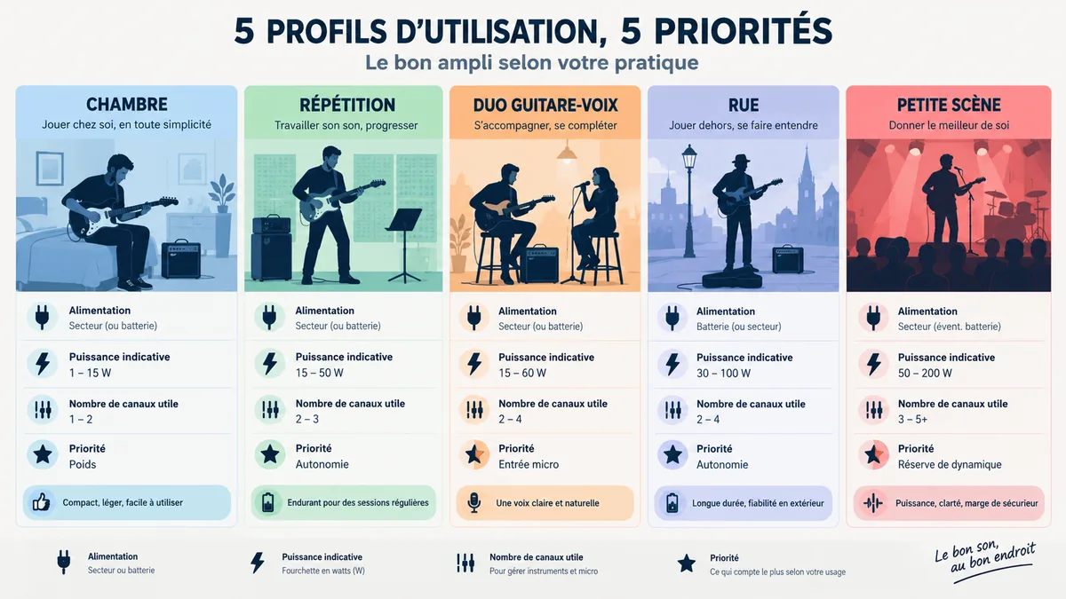 Choisir un ampli acoustique selon cinq usages