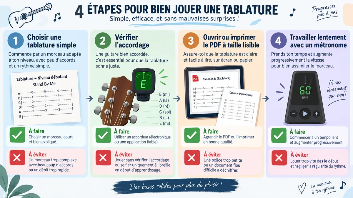 Étapes pour choisir et imprimer une tablature guitare
