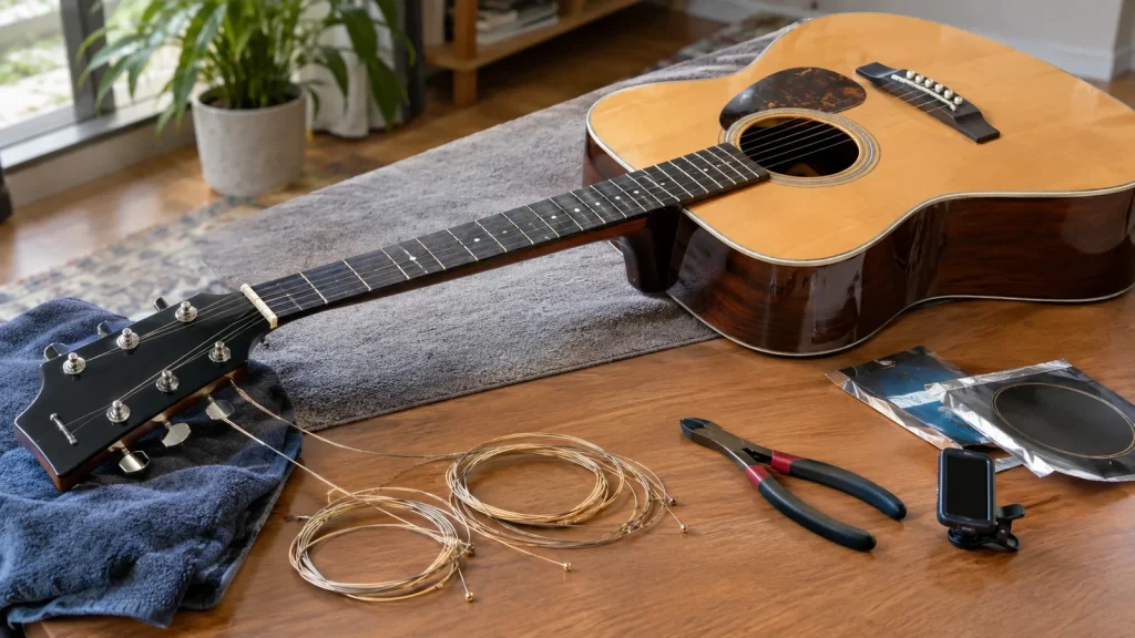 Changer les cordes d'une guitare