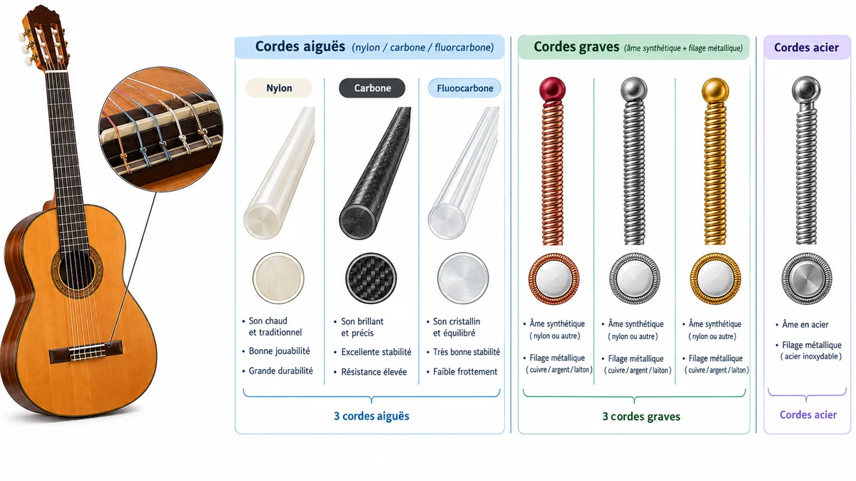 Composition d’un jeu de cordes nylon pour guitare classique