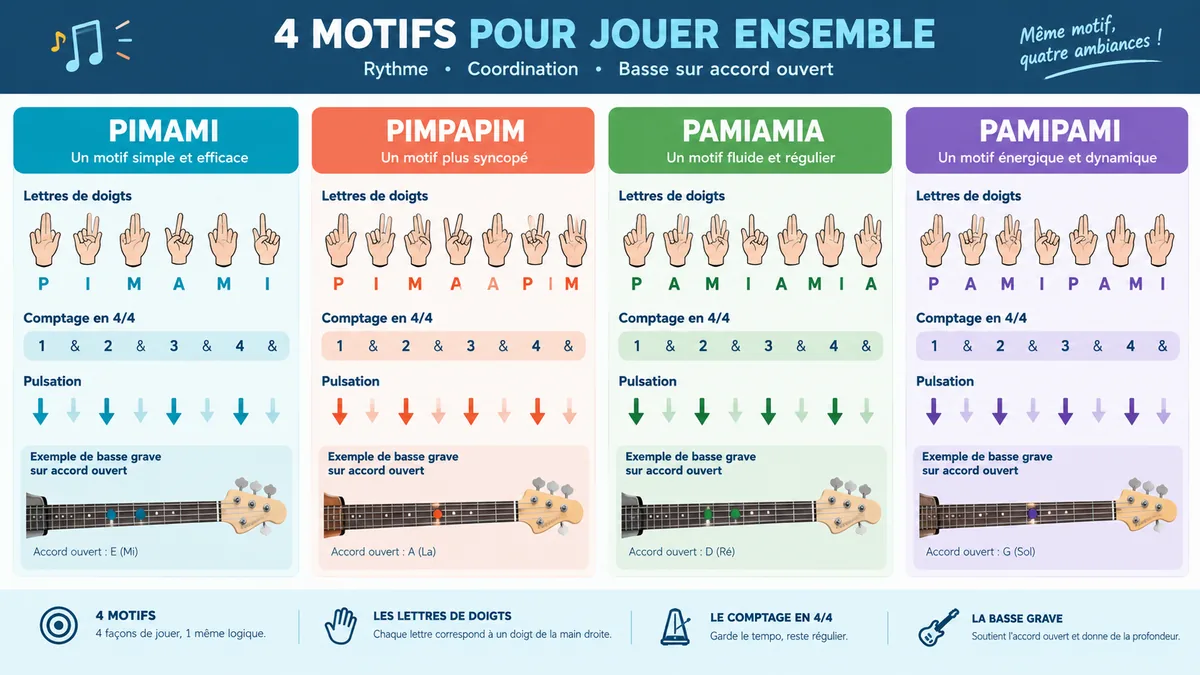 Motifs PIMAMI et PIMA pour arpège de guitare