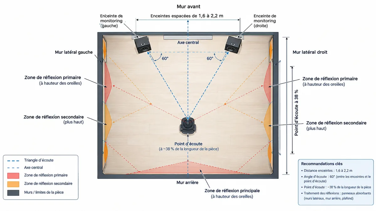 Schema de placement des enceintes dans un home studio